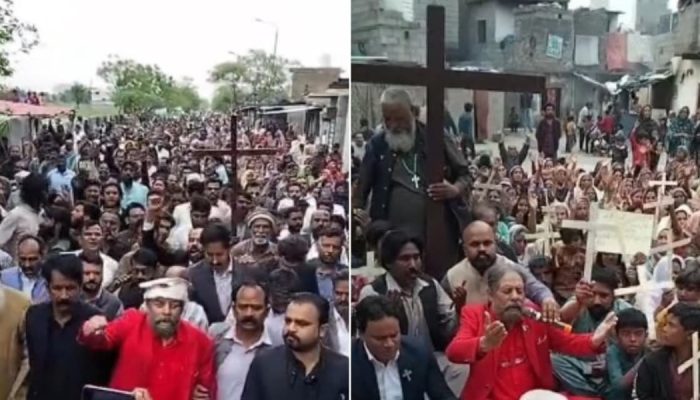 Os moradores protestaram contra a ordem de despejo. (Foto: Reprodução/Facebook/Julius Salik).