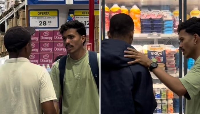 Lucas Oliveira evangelizando no mercado. (Foto: Reprodução/Instagram/Lucas Oliveira)