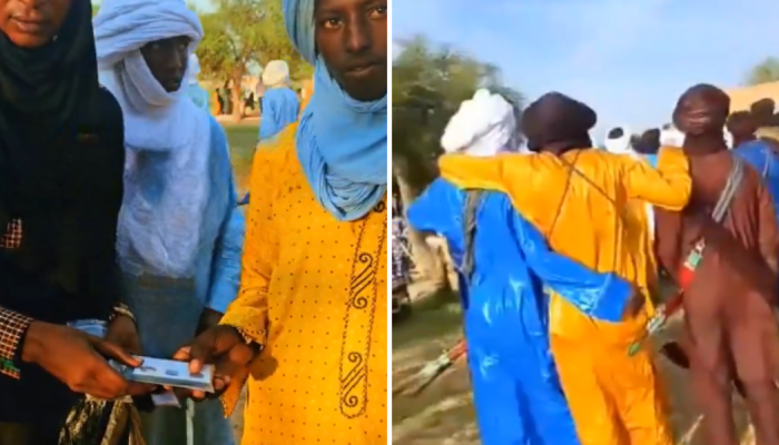 Missionário distribui dispositivos bíblicos para os Fulani na Nigéria. (Captura de tela/X/AFG_...