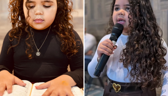 Ester Souza durante pregações da Bíblia. (Captura te tela/Instagram/oficial_estersouza_)