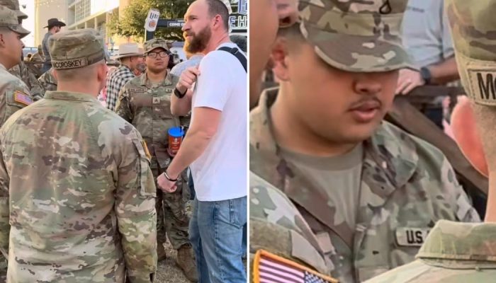 Os militares orando nas ruas. (Foto: Reprodução/Instagram/Philip Renner)